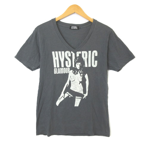 ヒステリックグラマー Hysteric Glamour ｔシャツ カットソー 半袖 プリント Vネック チャコールグレー S 0222ct05 メンズ 003 ベクトルパーク