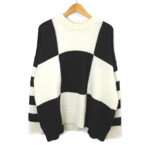アミ アレクサンドル マテュッシ Ami Alexandre Mattiussi 16aw Oversized Crew Neck オーバー ニット セーター プルオーバー チェッカー ブロック チェック アルパカ 白 黒 M H16k15 07 Ibo5 メンズ 003 ベクトルパーク