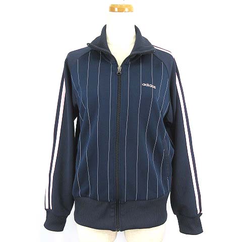 アディダス Adidas ブルゾン ジャージ トラックジャケット ストライプ M ネイビー ピンク レディース 003 ベクトルパーク