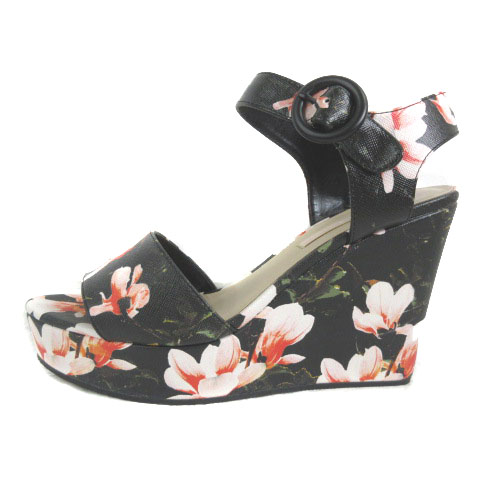 チャールズ キース Charles Keith サンダル ウエッジソール ストラップ 花柄 36 ブラック 黒 レディース 003 ベクトルパーク チャールズ キース Charles Keith サンダル ウエッジソール ストラップ 花柄 36 ブラック 黒 レディース 003 ベクトルパーク