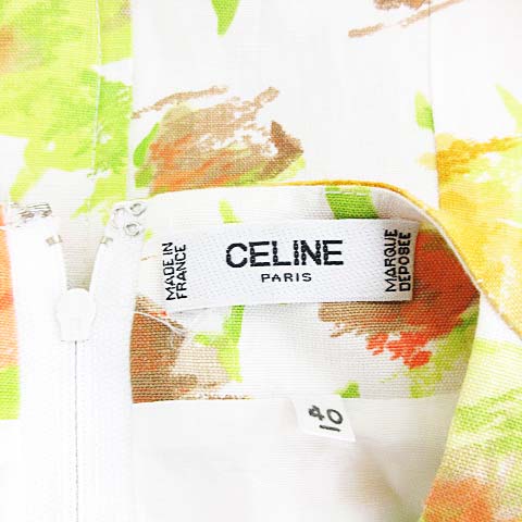 最安値 セリーヌ Celine ワンピース ひざ丈 七分袖 花柄 スクエアネック オレンジ 40 Ecr6 レディース 安い購入 Grupovegadiaz Com