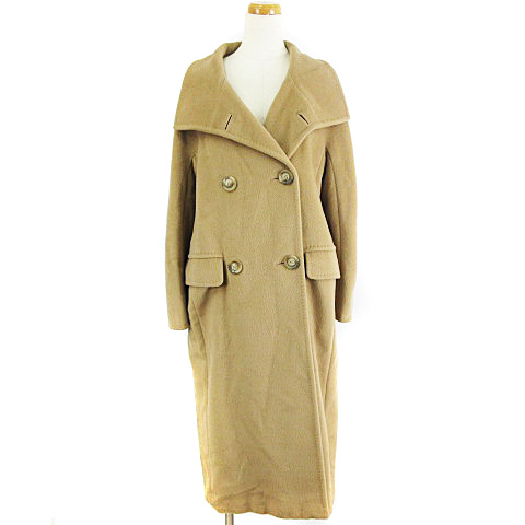 マックスマーラ Max Mara 白タグ ウール ロングコート カシミヤ混 ダブルブレスト キャメル 36 Ecr6 レディース 003 ベクトルパーク