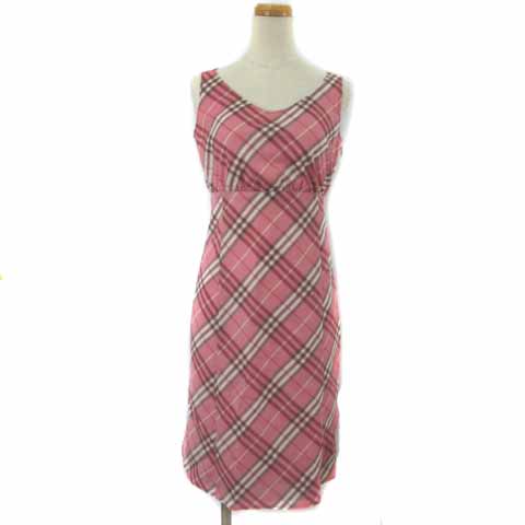 バーバリーブルーレーベル Burberry Blue Label ワンピース ノースリーブ ノバチェック ひざ丈 ピンク 36 Ecr7 レディース 003 ベクトルパーク