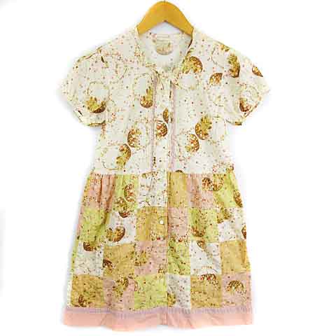 ベビーピンクハウス Baby Pink House ワンピース 半袖 シャツ パッチワーク くまさん 花柄 女の子 マルチカラー L Ecr8 キッズ 003 ベクトルパーク
