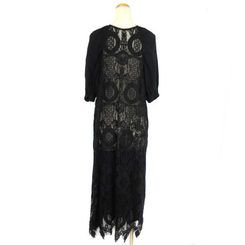 アメリヴィンテージ Ameri Vintage 21ss Medi 2way Circle Pattern Lace Dress ロングワンピース レース 5分袖 コットン ブラック 黒 S レディース 003 ベクトルパーク