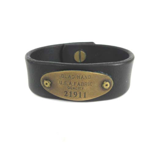 グラッドハンド Glad Hand Co ブレスレット レザー ロゴプレート ブラック ゴールド メンズ 003 ベクトルパーク グラッドハンド Glad Hand Co ブレスレット レザー ロゴプレート ブラック ゴールド メンズ 003 ベクトルパーク