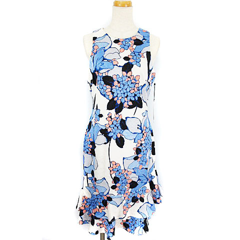 未使用品 イヴァンカ トランプ Ivanka Trump ワンピース ひざ丈 マーメイド 花柄 ブルー 4 Ibo17 レディース 003 ベクトルパーク
