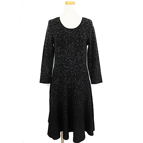 イヴァンカ トランプ Ivanka Trump ワンピース ひざ丈 ニット 長袖 ジャガード 黒 ブラック S Ibo17 レディース 003 ベクトルパーク