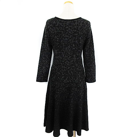 イヴァンカ トランプ Ivanka Trump ワンピース ひざ丈 ニット 長袖 ジャガード 黒 ブラック S Ibo17 レディース 003 ベクトルパーク