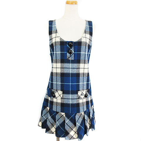 バーバリーブルーレーベル Burberry Blue Label ワンピース ミニ チェック ノースリーブ ブルー 38 レディース 003 ベクトルパーク