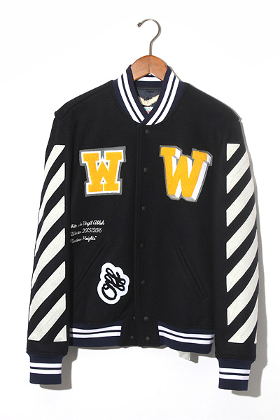 2015AW OFF-WHITE オフホワイト バックバイアス刺繍 スタジャン 