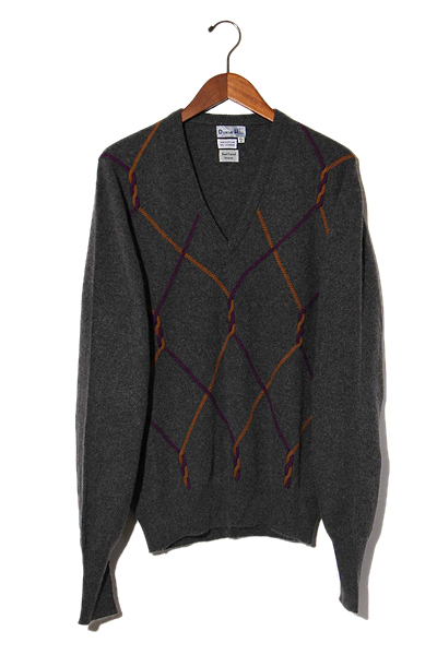 dunhill ダンヒル カシミヤ100％ アーガイル Vネック 長袖 ニット 