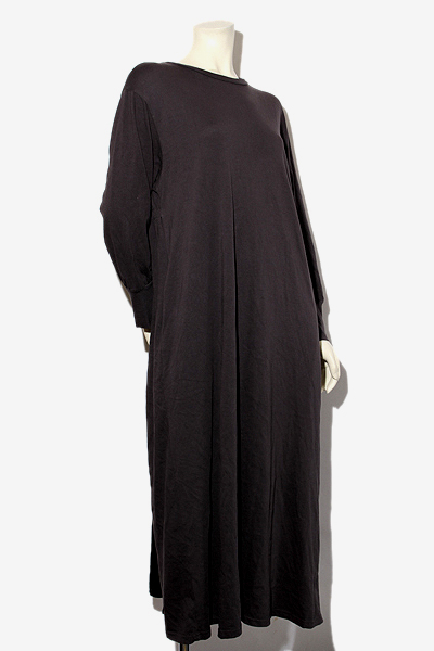 Passione パシオーネ バックサテン 切替 長袖 ロングワンピース 38 チャコールグレー レディース 004 ベクトルパーク