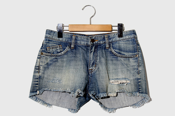 Ungrid アングリッド ダメージ加工 ショートデニムパンツ ジーンズ ボトム カットオフ 26 S Blue 青色 レディース 004 ベクトルパーク