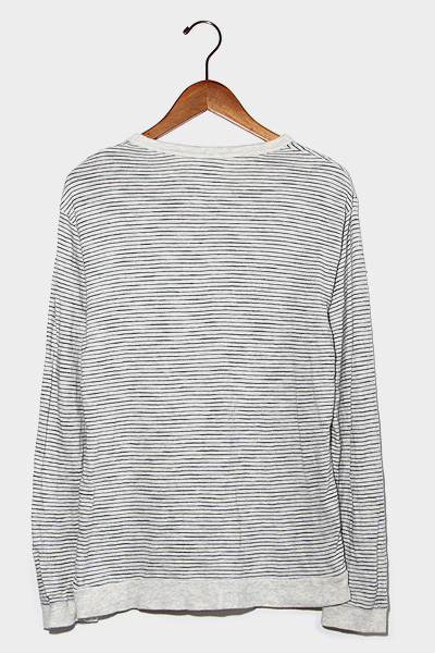 無印良品 良品計画 ボーダー クルーネック 長袖 カットソー ロンtシャツ L Gray グレー 226 メンズ 004 ベクトルパーク