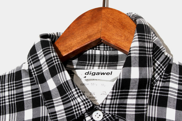 Digawel ディガウェル チェック柄 長袖シャツ 1 Black White 黒 白 メンズ 004 202105160448 ベクトルパーク