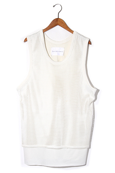 Superthanks スーパーサンクス レイヤード メッシュ プルオーバー ベスト M White 白 メンズ 004 ベクトルパーク