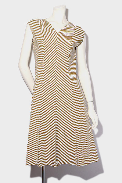 Yoshie Inaba ヨシエイナバ バイアス ストライプ ノースリーブ ワンピース 9 Olive White オリーブ ホワイト レディース 004 ベクトルパーク