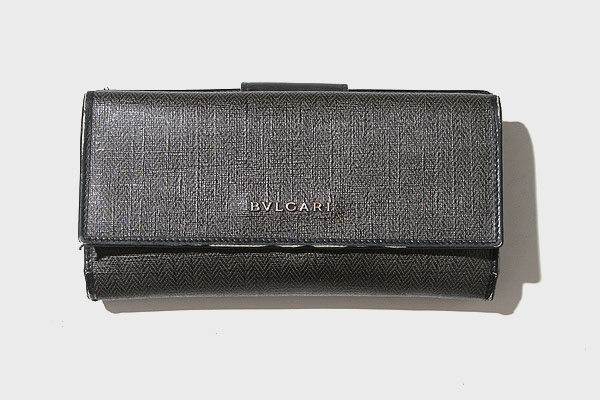 Bvlgari ブルガリ Weekend 325 ウィークエンド キャンバス レザー 長財布 ウォレット ブラック 黒 レディース 004 ベクトルパーク