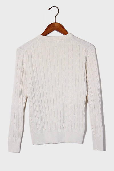 Uniqlo ユニクロ コットン カシミヤ ケーブル クルーネック セーター ハイゲージ ニット S White 白 メンズ 004 ベクトルパーク