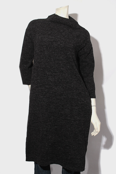 Continuer De Nice Claup コンティニュエ ド ナイスクラップ ひざ丈 モックネック ニット ワンピース F チャコールグレー レディース 004 ベクトルパーク