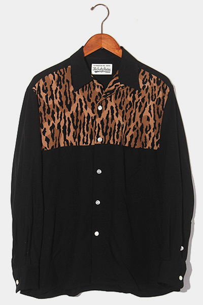 2021AW WACKO MARIA ワコマリア TWO-TONE 50’S SHIRT TYPE 1 2トーン レオパード オープンカラーシャツ S BROWN ブラウン 21FW-WMS-OC04 /● メンズ