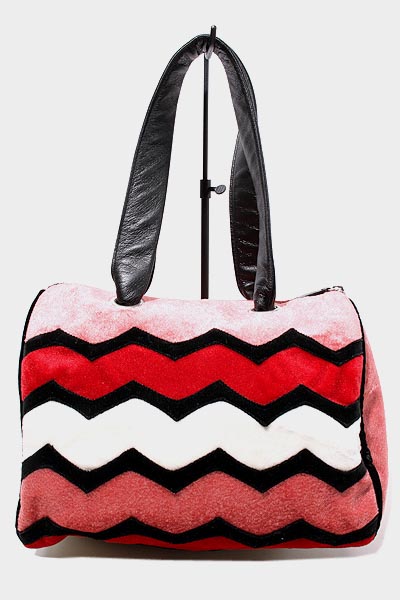 未使用品 LUDLOW ラドロー ベロアジグザグミニボストンバッグ RED 