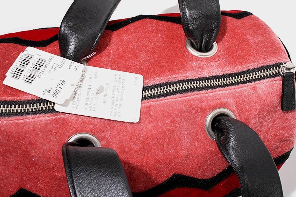 未使用品 LUDLOW ラドロー ベロアファーミニボストンバッグ RED 