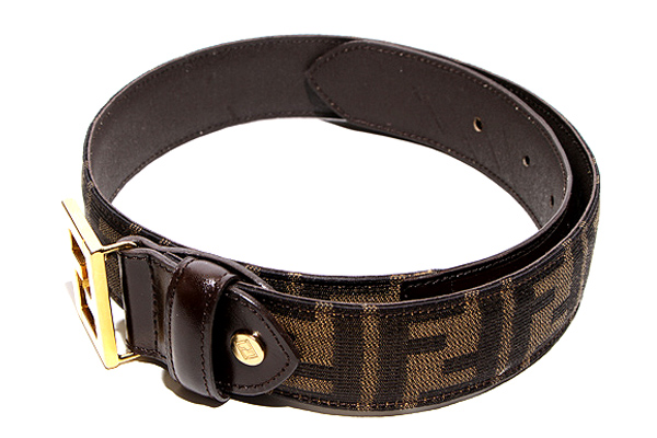 FENDI フェンディ SIZE:46 ズッカ柄 レザー ベルト 茶系 15116 