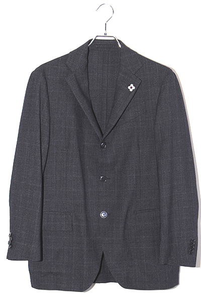 LARDINI ラルディーニ チェック柄 ウール 背抜き テーラード