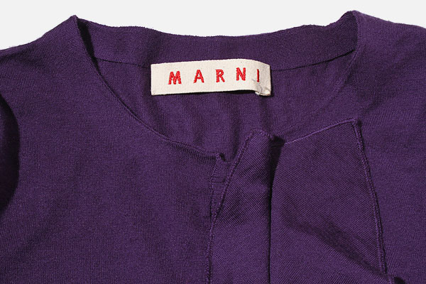 MARNI マルニ カシミヤ100％ フリル ニット カーディガン 44 purple  