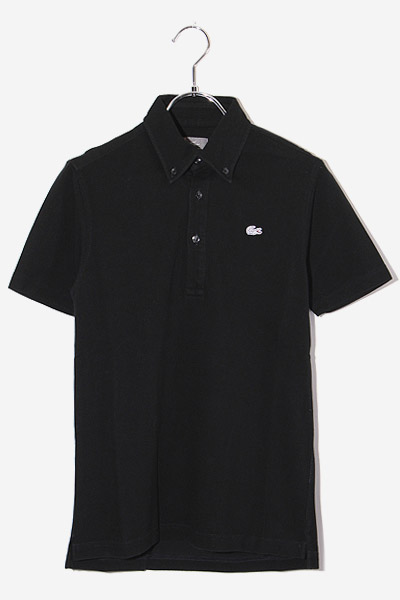 新品タグ付き　シュミーズラコステ　XL 半袖ポロシャツ　黒　ワニ　フランス製 LACOSTE ラコステ シルバーワニ 鹿の子 半袖 ボタンダウン