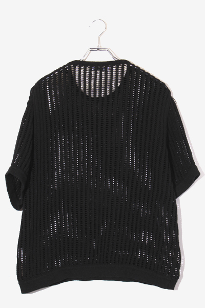 極美品22年★LEONARD★インポート半袖ニット　黒　40 ZARA ザラ CUTWORK TOP カットワーク トップ クルーネック 半袖