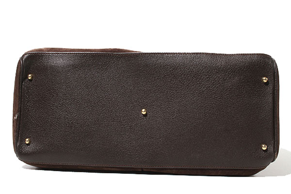 GUCCI グッチ バンブーライン スエードレザー ハンドバッグ FREE BROWN 