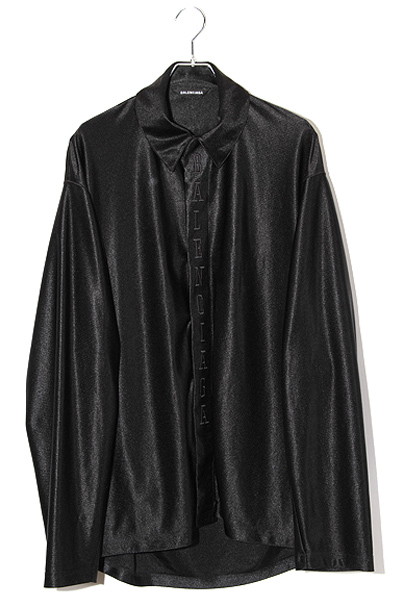 BALENCIAGA バレンシアガ ロゴ刺繍 スナップボタン サテン ロング