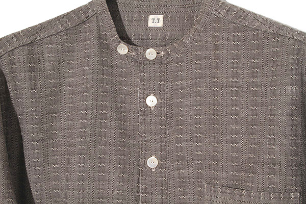 t.t. taiga takahashi タイガタカハシ シャツ サイズ15 T.T Taiga Takahashi タイガタカハシ Lot.105 Band Collar Shirt P/O
