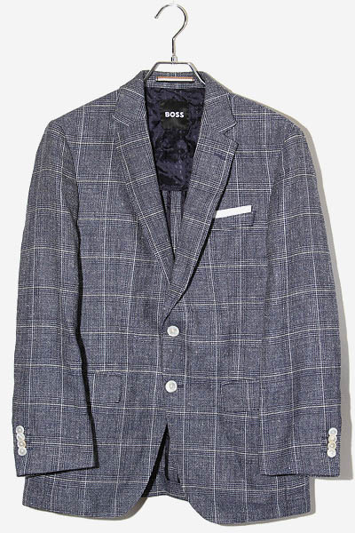 【中古】2022SS HUGO BOSS ヒューゴボス SLIM FIT チェック 2B テーラードジャケット 46 BLUE ブルー 50468936 /◆ 2022SS HUGO BOSS ヒューゴボス SLIM FIT チェック 2B テーラード