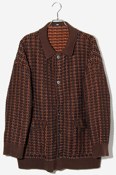 HARE ハレ ハイショクツイードシャツニット カーディガン F ORANGE