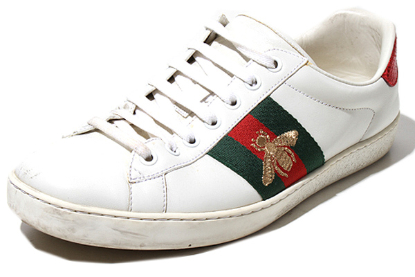 GUCCI レザースニーカー　シェリーライン ビー　34 ホワイト 26cm GUCCI グッチ シェリーライン ビー刺繍(蜂) エーススニーカー 7