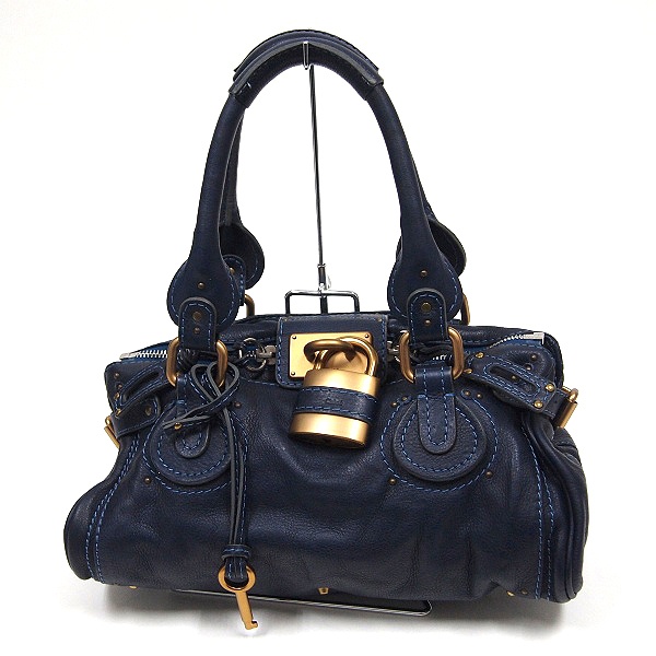 クロエ CHLOE パディントン レザー ハンド ショルダー バッグ ネイビー 