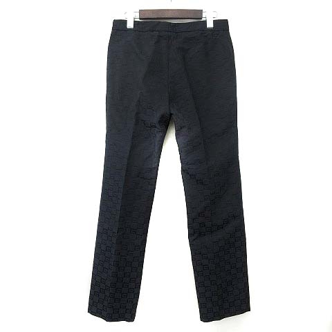 グッチ GUCCI スラックス パンツ ロゴ 総柄 黒 42 1208 レディース 006 