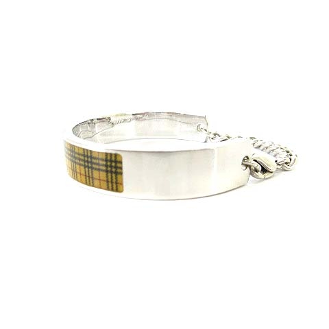 バーバリー BURBERRY ブレスレット バングル チェック シルバー 0131