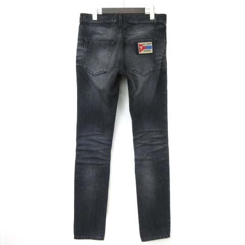 サンローラン パリ SAINT LAURENT PARIS 17AW デニム パンツ ジーンズ スキニー SKINY DENIM WITH PATCHON 483059 Y805L 黒 ブラック 29 0210