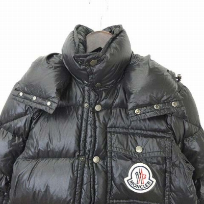 Moncler ブラック ダウンジャケット k2 美品 サイズ0 モンクレール MONCLER ダウンジャケット K2 ビッグロゴ 黒 0