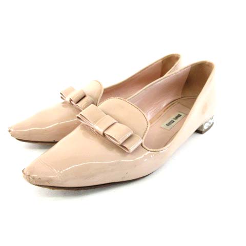 ミュウミュウ miumiu パンプス オペラシューズ ローヒール リボン