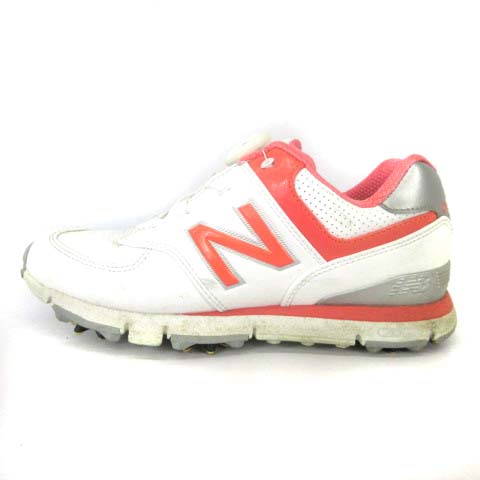 【美品】ニューバランス　ソフトスパイク　ゴルフシューズ　メンズ　白赤 ニューバランス NEW BALANCE ゴルフシューズ ソフトスパイク