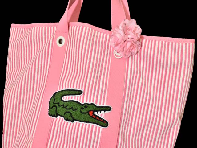 ラコステ LACOSTE トート バッグ パイル 大口 ロゴ ストライプ