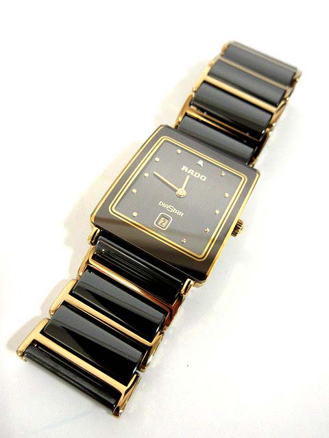 ラドー RADO 腕時計 ダイヤスター クオーツ 黒 ゴールド 160.0281.3N  