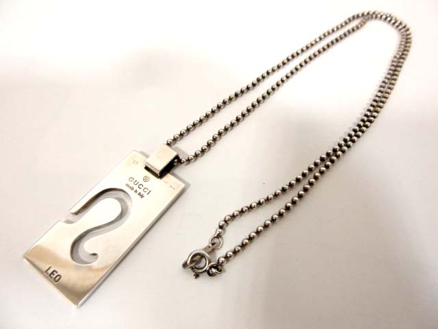 グッチ GUCCI ネックレス プレート 星座 しし座 Leo シルバー 925 010  