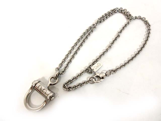 Dolce & Gabbana シルバー ネックレス Dolce & Gabbana*ロゴペンダント付シルバーチェーンネックレス
